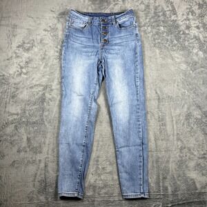 Grace And Lace Jeans Womens 10 Blue Denim Cotton Stretch Skinny Leg Button Fly